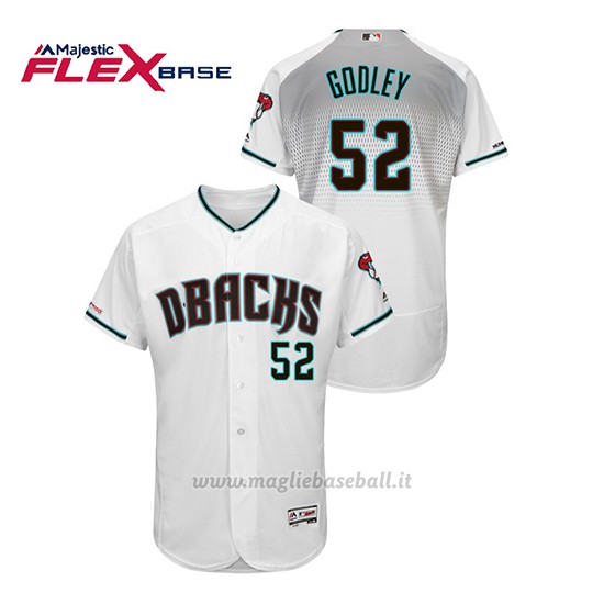 Maglia Baseball Uomo Arizona Diamondbacks Zack Godley 150th Aniversario Patch Autentico Flex Base Bianco